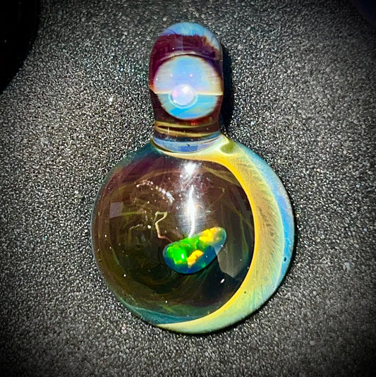 Double Opal Crescent - Pendant