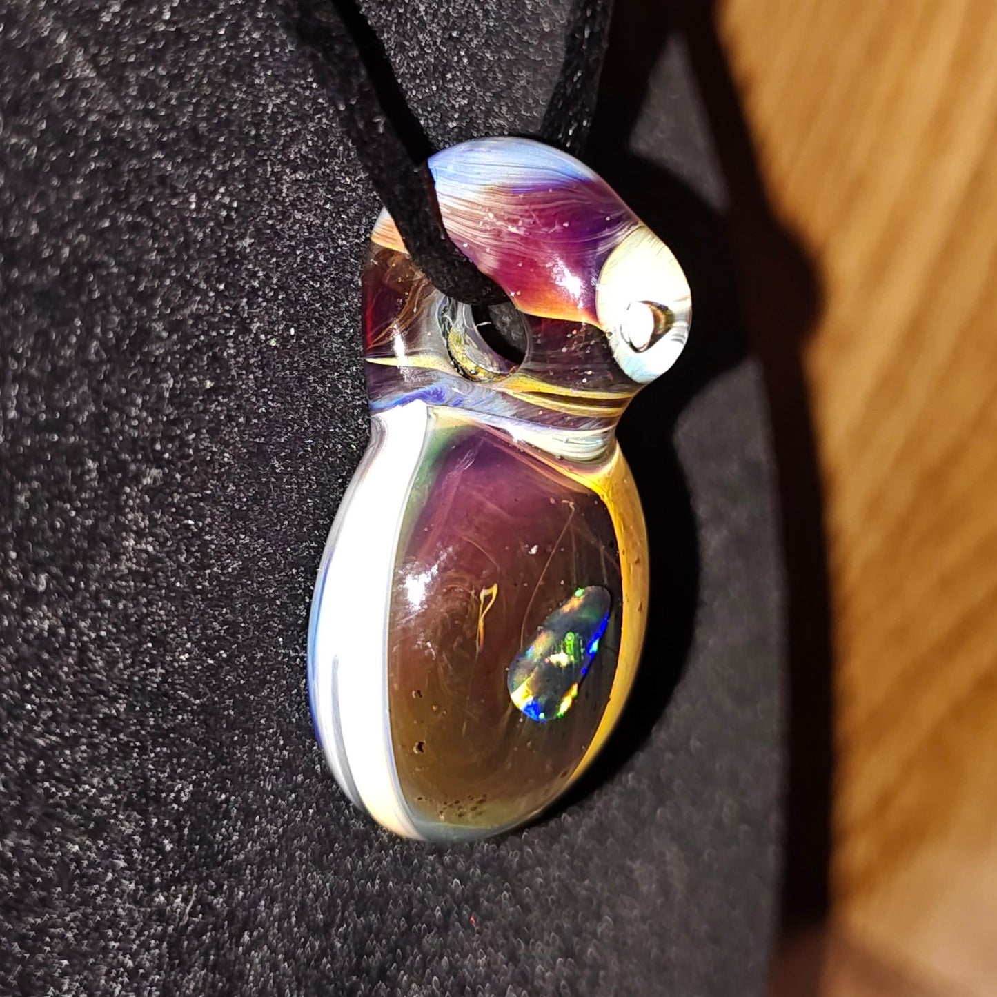 Double Opal Crescent - Pendant