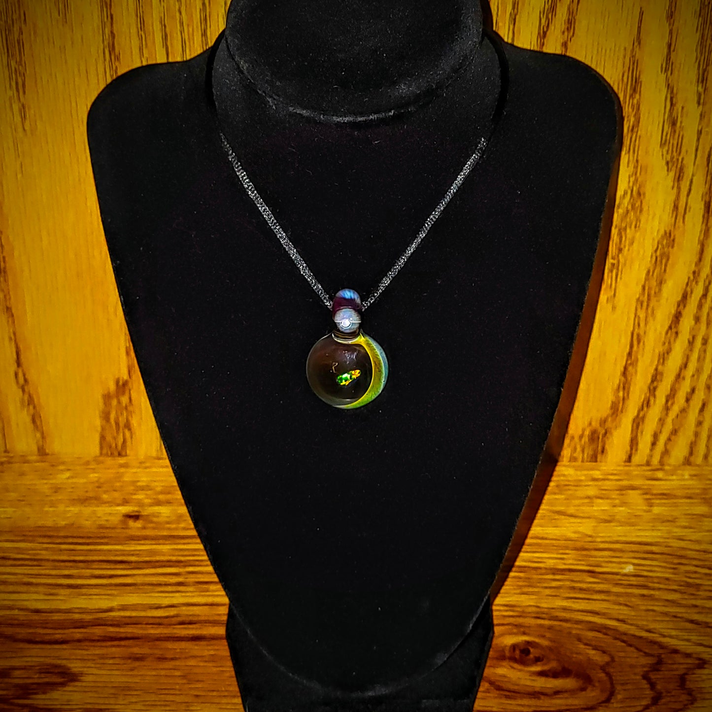 Double Opal Crescent - Pendant
