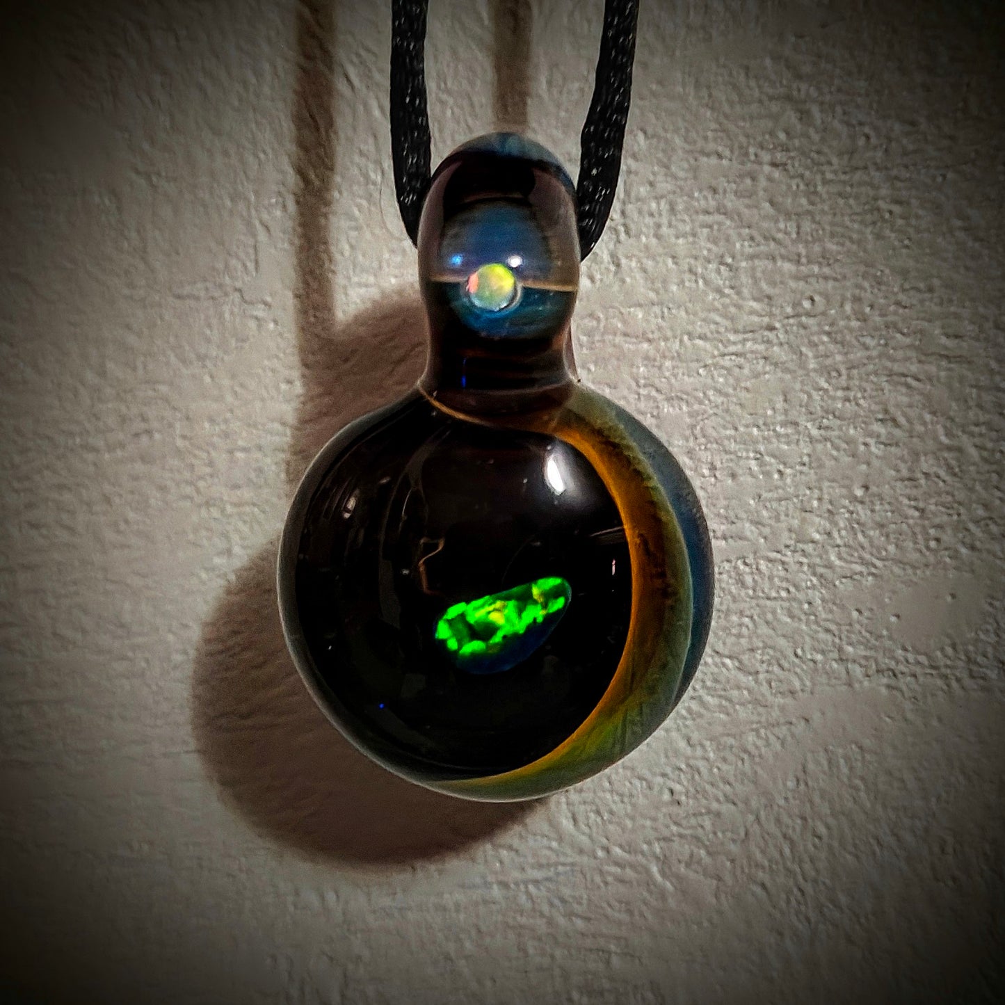 Double Opal Crescent - Pendant